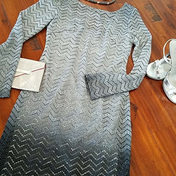 JS Collections Silver-Black Lace Dress - Picture 2 of 8